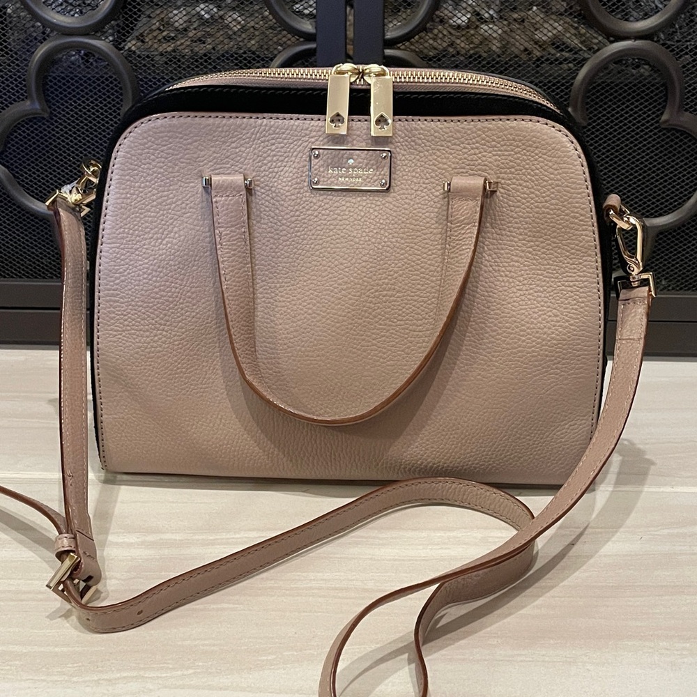 Kate Spade Taupe/Black Satchel Crossbody Bag